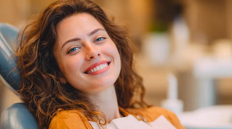 Mujer sonriendo. Raspado y alisado radicular